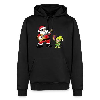 Noël Onze Xmas Père Noël Elfe - Sweat à capuche Premium bio Homme - noir - Devant - Nico (187cm)
