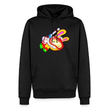 lapin plage kawaii nageur - Sweat à capuche Premium bio Homme - noir - Devant - Nico (187cm)
