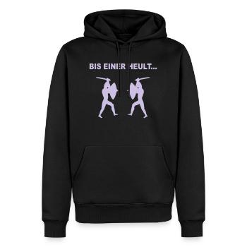 Bis einer heult... - Männer Premium Bio Hoodie - Schwarz - Vorne - Nico (187cm)