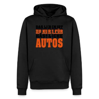 Das Leben ist zu kurz für hässliche Autos - Männer Premium Bio Hoodie - Schwarz - Vorne - Nico (187cm)