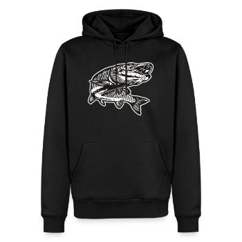 Hecht mit kontur - Männer Premium Bio Hoodie - Schwarz - Vorne - Nico (187cm)