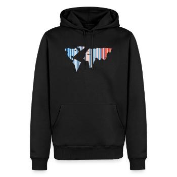 Carte du monde - Changement climatique - Bandes de réchauffement - Terre - Sweat à capuche Premium bio Homme - noir - Devant - Nico (187cm)
