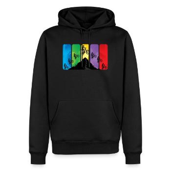 Saut VTT | VTTistes de descente | vélo de montagne - Sweat à capuche Premium bio Homme - noir - Devant - Nico (187cm)