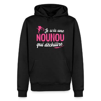 je suis une nounou qui déchire - Sweat à capuche Premium bio Homme - noir - Devant - Nico (187cm)
