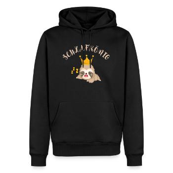 Sleep King Sleep Shirt with Sloth for Men - Men’s Premium Organic Hoodie - black - Front - Nico (187cm)