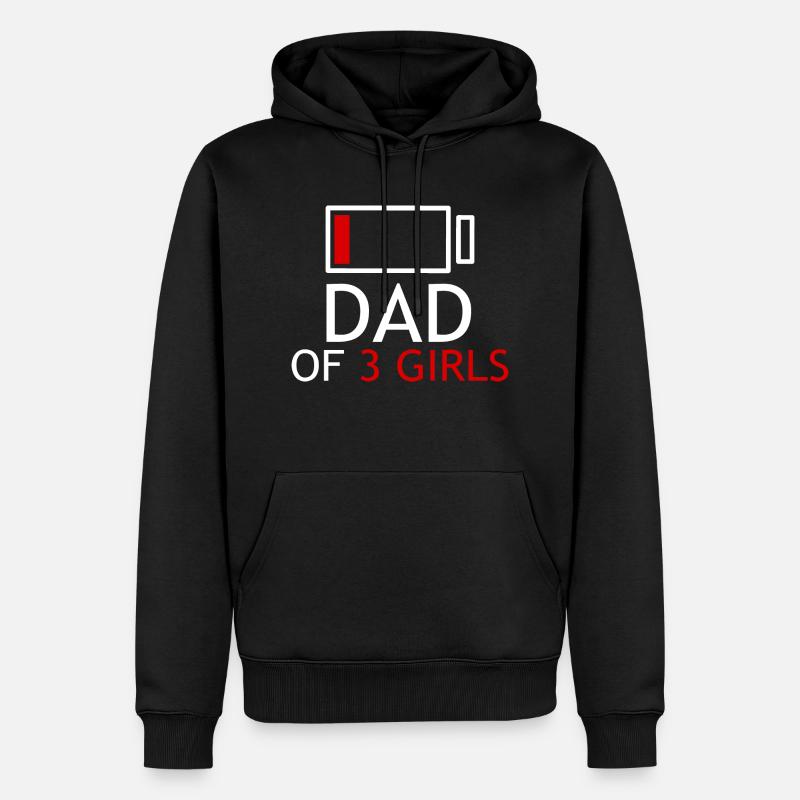 Vater von 3 Mädchen - Männer Premium Bio Hoodie - Schwarz
