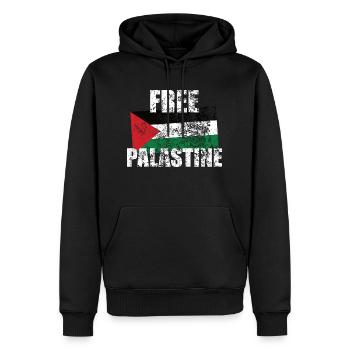Free Palestine Flag Vintage 80s - Men’s Premium Organic Hoodie - black - Front - Nico (187cm)