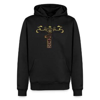 die wahre 1 - Männer Premium Bio Hoodie - Schwarz - Vorne - Nico (187cm)