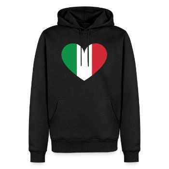 Italie drapeau pays Italia Italienne Coeur drapeau - Sweat à capuche Premium bio Homme - noir - Devant - Nico (187cm)