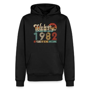 Vintage 1982 Jubiläum 40 Jahre awesome zu sein - Männer Premium Bio Hoodie - Schwarz - Vorne - Nico (187cm)