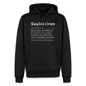 Saunieren Definition I Saunagänger Sauna Spruch - Männer Premium Bio Hoodie - Schwarz - Vorne - Nico (187cm)
