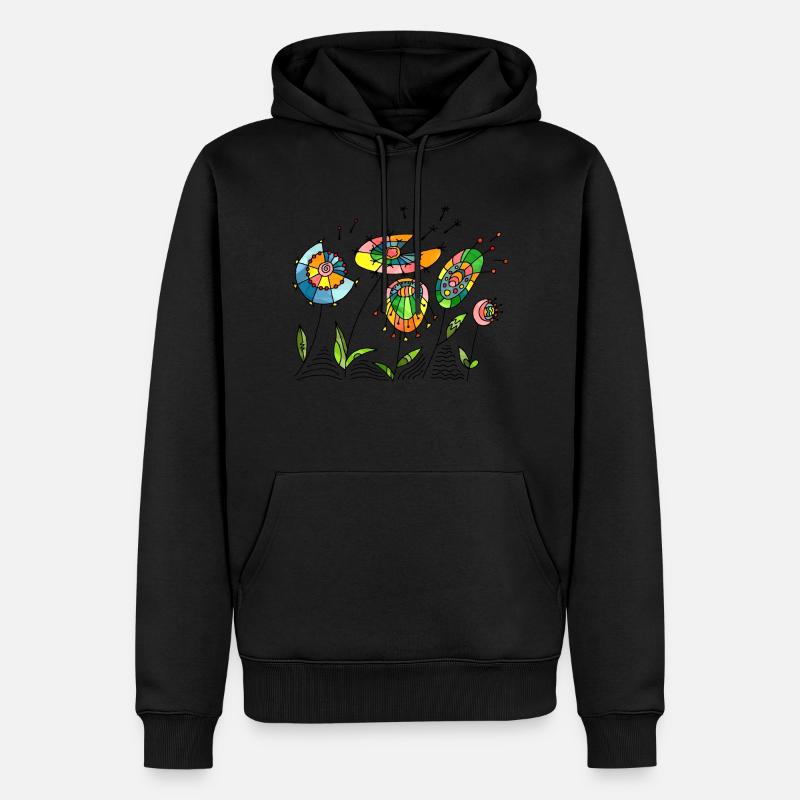 Fleur - Sweat à capuche Premium bio Homme - noir