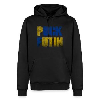 Puck Futin - Männer Premium Bio Hoodie - Schwarz - Vorne - Nico (187cm)