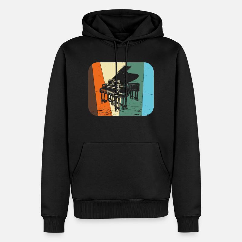 Piano à queue / Piano - Sweat à capuche Premium bio Homme - noir