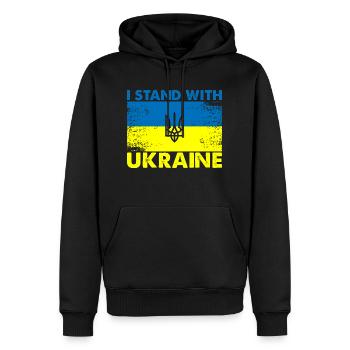 I Stand With Ukraine - Männer Premium Bio Hoodie - Schwarz - Vorne - Nico (187cm)