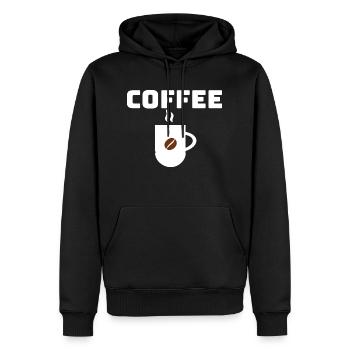 coffee bean brew cup - Men’s Premium Organic Hoodie - black - Front - Nico (187cm)