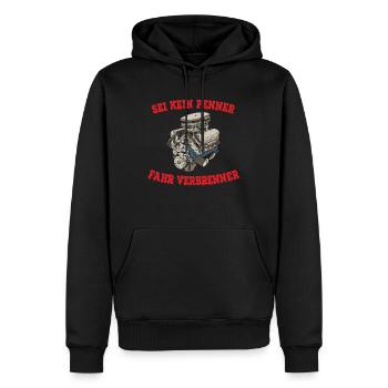 SEI KEIN PENNER FAHR VERBRENNER - Männer Premium Bio Hoodie - Schwarz - Vorne - Nico (187cm)