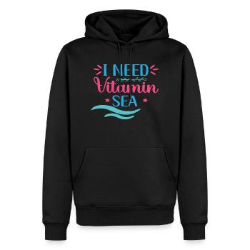 J’ai besoin de Vitamin Sea - Sweat à capuche Premium bio Homme - noir - Devant - Nico (187cm)