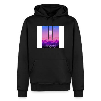 Dessein - Magnifique coucher de soleil. - Sweat à capuche Premium bio Homme - noir - Devant - Nico (187cm)