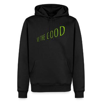 voir la bonne citation - Sweat à capuche Premium bio Homme - noir - Devant - Nico (187cm)