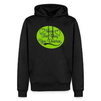 the day you deserve - Men’s Premium Organic Hoodie - black - Front - Nico (187cm)