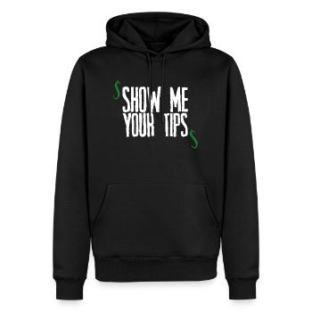 Montrez-moi vos conseils 2 - Sweat à capuche Premium bio Homme - noir - Devant - Nico (187cm)