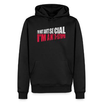 pas antisocial anti-stupide - Sweat à capuche Premium bio Homme - noir - Devant - Nico (187cm)