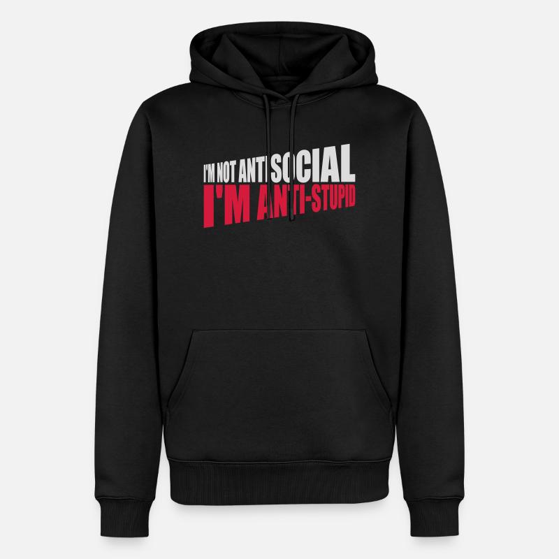 pas antisocial anti-stupide - Sweat à capuche Premium bio Homme - noir