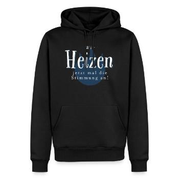 Heizen, Heizung, Gas, Gasheizung, Inflation, Teuer - Männer Premium Bio Hoodie - Schwarz - Vorne - Nico (187cm)