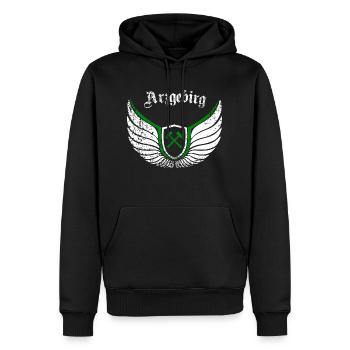 Arzgebirg meine Haamit - Männer Premium Bio Hoodie - Schwarz - Vorne - Nico (187cm)