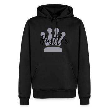 HustlerCrown - Männer Premium Bio Hoodie - Schwarz - Vorne - Nico (187cm)
