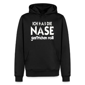 Ich hab die Nase gestrichen voll Nase Voll - Männer Premium Bio Hoodie - Schwarz - Vorne - Nico (187cm)