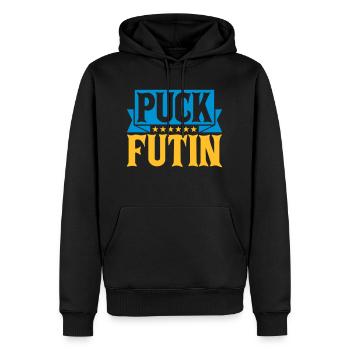 Conception du logo Puck Futin - Sweat à capuche Premium bio Homme - noir - Devant - Nico (187cm)