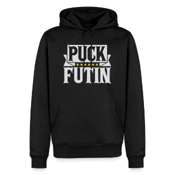 Conception du logo Puck Futin - Sweat à capuche Premium bio Homme - noir - Devant - Nico (187cm)