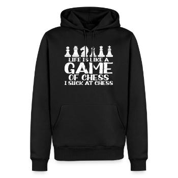 Life Is Like A Game Of Chess, I Suck At Chess 3 - Männer Premium Bio Hoodie - Schwarz - Vorne - Nico (187cm)