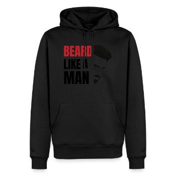Barbe - Sweat à capuche Premium bio Homme - noir - Devant - Nico (187cm)