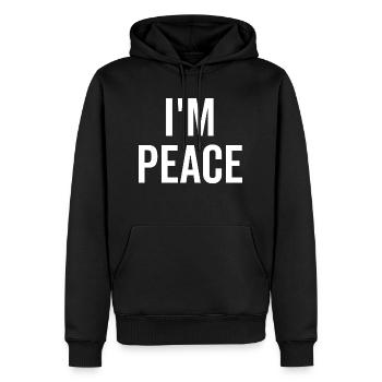 Ich bin Frieden - Männer Premium Bio Hoodie - Schwarz - Vorne - Nico (187cm)