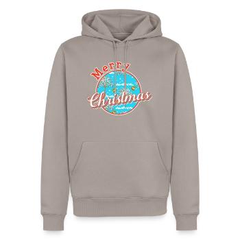 Merry christmas xmas - Sweat à capuche Premium bio Homme - taupe - Devant - Nico (187cm)