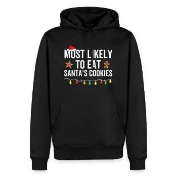 Most Likely To Eat Santa's Cookies - Men’s Premium Organic Hoodie - black - Front - Nico (187cm)