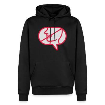 Ne pas communiquer l’icône bulle de dialogue - Sweat à capuche Premium bio Homme - noir - Devant - Nico (187cm)
