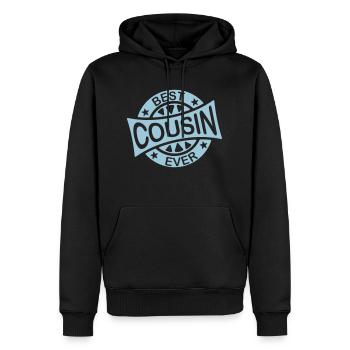 Citation du meilleur cousin de tous les temps - Sweat à capuche Premium bio Homme - noir - Devant - Nico (187cm)