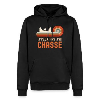 Je peux pas j ai chasse - Sweat à capuche Premium bio Homme - noir - Devant - Nico (187cm)
