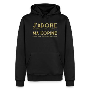 J adore quand ma copine vient surfer avec moi - Sweat à capuche Premium bio Homme - noir - Devant - Nico (187cm)