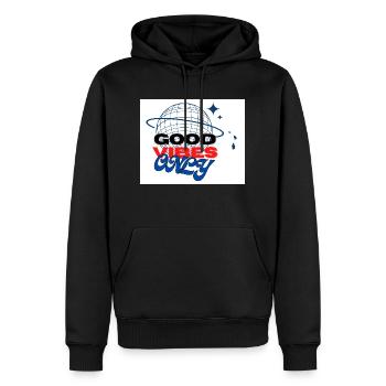 GOOD VIBES ONLY CLOTHING & ACCESSORIES - Men’s Premium Organic Hoodie - black - Front - Nico (187cm)