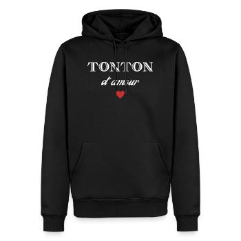tonton d'amour - Sweat à capuche Premium bio Homme - noir - Devant - Nico (187cm)