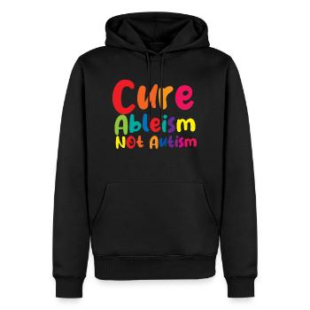 Cure Ableism Not Autism - Männer Premium Bio Hoodie - Schwarz - Vorne - Nico (187cm)