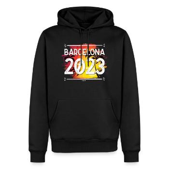 Barcelona 2023 - Men’s Premium Organic Hoodie - black - Front - Nico (187cm)