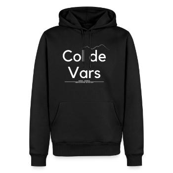 Col de Vars - Noir - Souvenir - Sweat à capuche Premium bio Homme - noir - Devant - Nico (187cm)