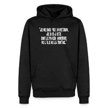 Je ne suis pas en retard - Sweat à capuche Premium bio Homme - noir - Devant - Nico (187cm)