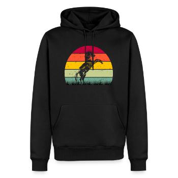 RETRO PFERDEDESIGN I REITEN - Männer Premium Bio Hoodie - Schwarz - Vorne - Nico (187cm)